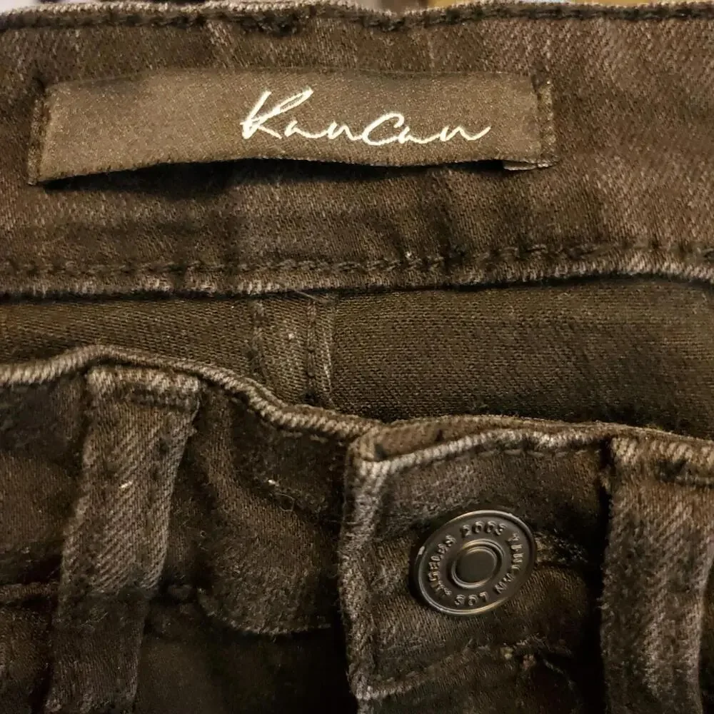 Kancan Shorts WOmens 0 23 Micro Mini Fringe Cutoff Black Y2K Shortie Denim